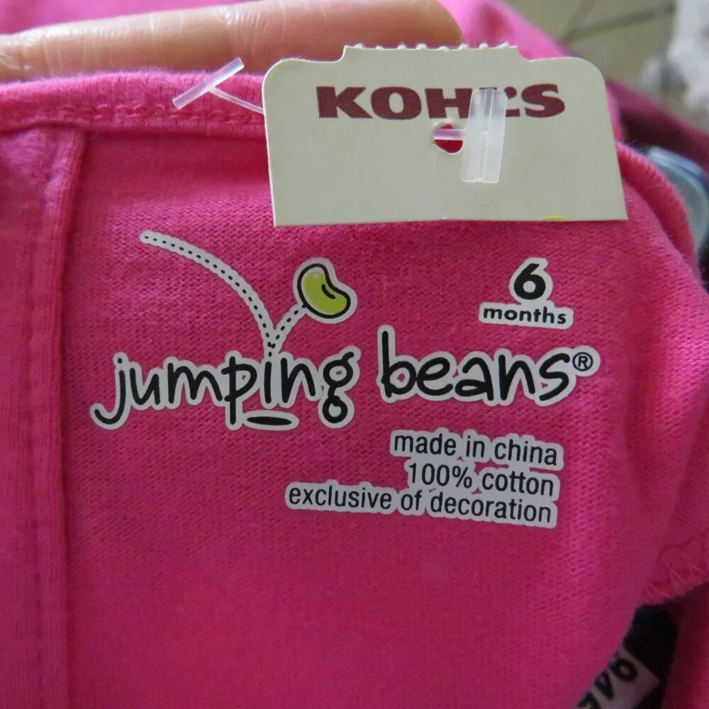 BABY SMILE pink bodysuit with embroidered Monkey 6mts 100% cotton Jumping Beans